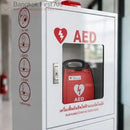 AED Floor Stand Cabinet (white and red) secure storage