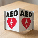 V-Shaped AED Sign (White and red) easy installation