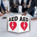 V-Shaped AED Sign (White and red) professional safety signage