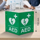 V-Shaped AED Sign (Green and white) durable material