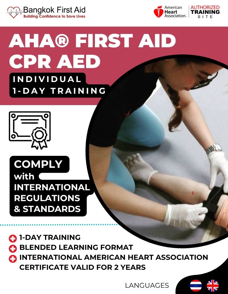 American Heart Association® First Aid CPR AED Course - International Certificate (eLearning + practice) Bangkok First Aid