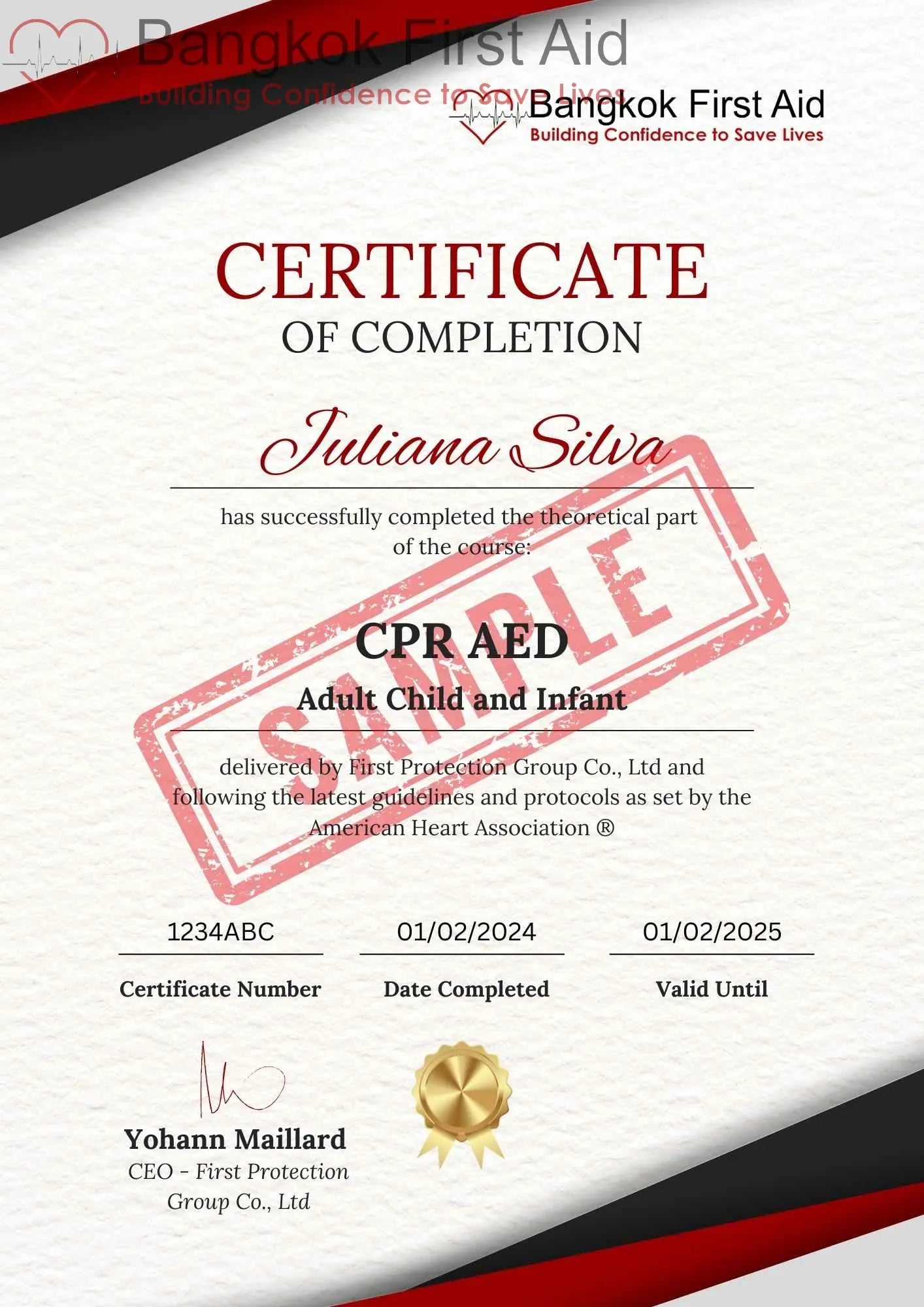 CPR AED elearning certificate