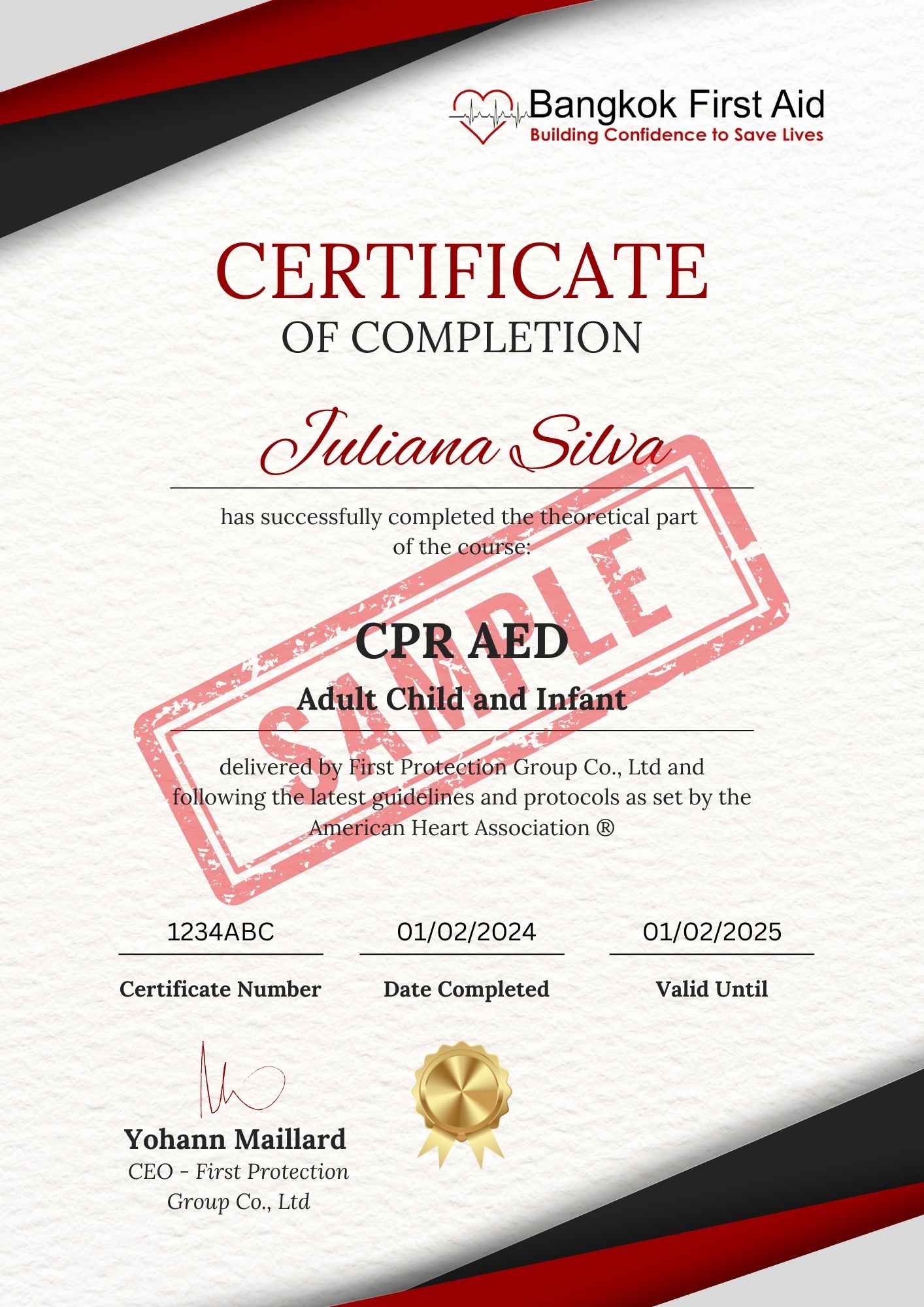 CPR AED elearning certificate