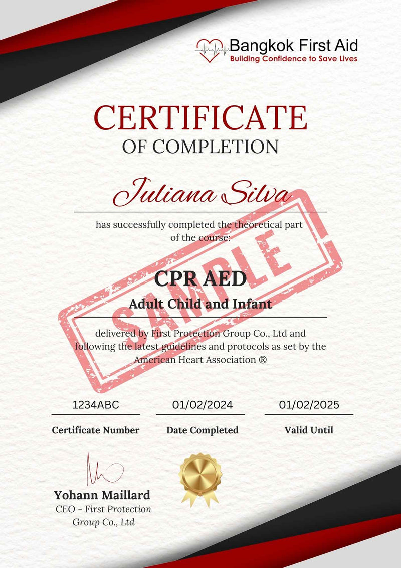 Bangkok First Aid® Online CPR AED Course (English) - National Certific