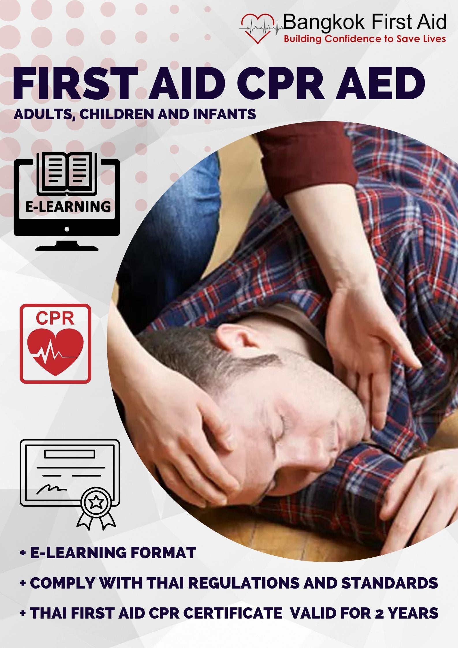 Bangkok First Aid® Online First Aid CPR AED Course - Adult, Child and