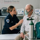 MINOX DP 150 portable oxygen cylinder set 170 litres patient receiving oxygen therapy mask
