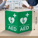 V-Shaped AED Sign (Green and white) durable material