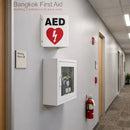 V-Shaped AED Sign (White and red) panoramic V-Shape