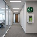 V-Shaped AED Sign (Green and white) improved emergency response