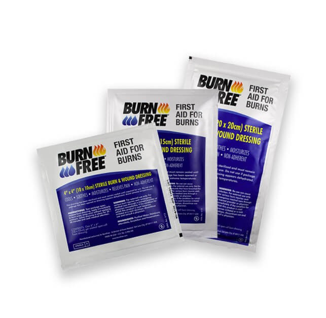 First Aid Kit for Burns Burnfree burn dressing burn gel burn care